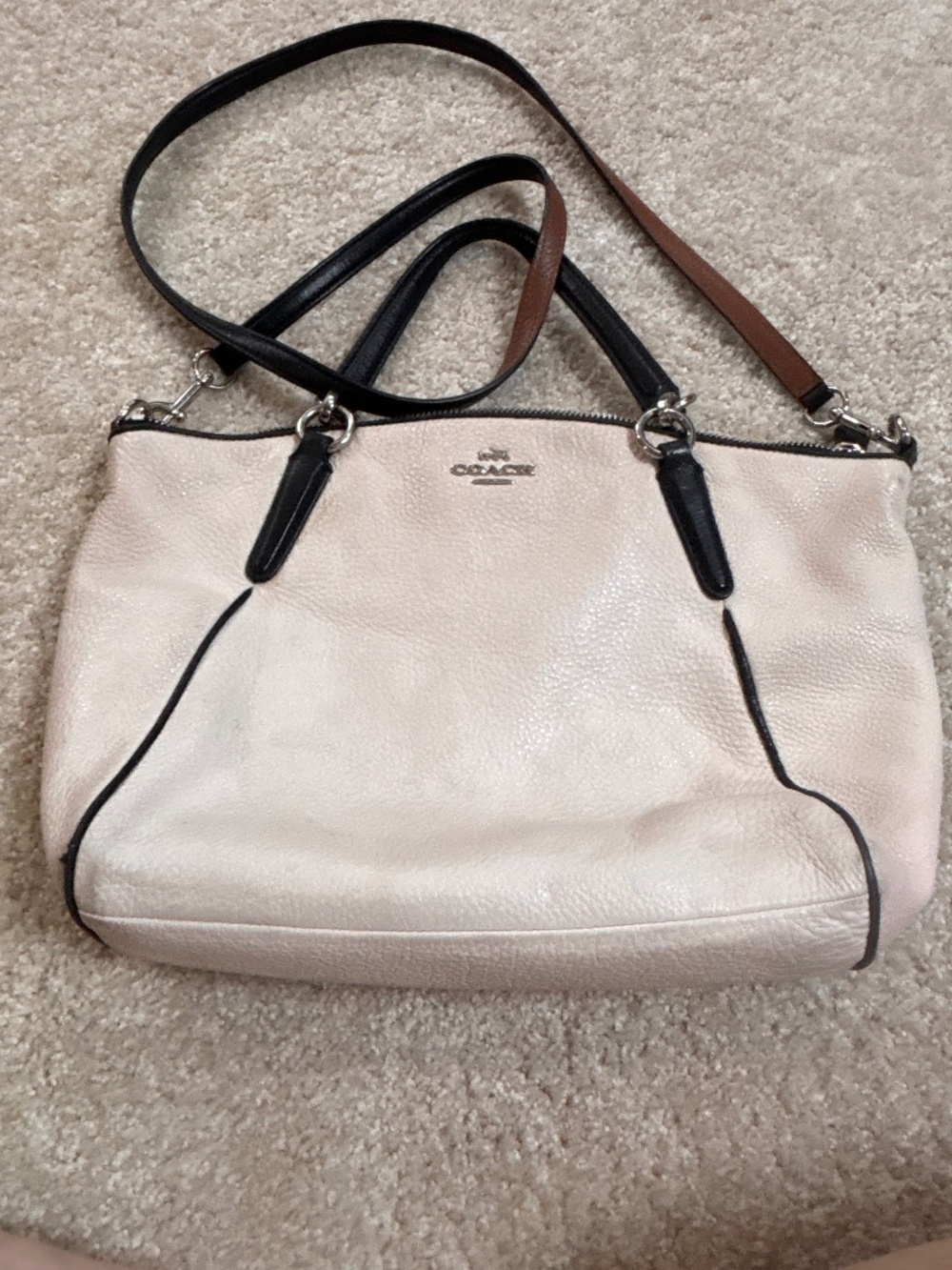 Coach Ivory and Black Tote Bag